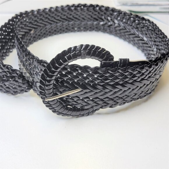 Womens Braided Woven Fashion Black Belt - Picture 5 of 8